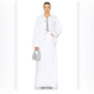 GRLFRND Fiona Godet Maxi Skirt in White Rip